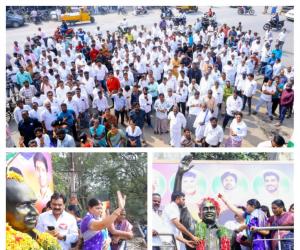 వైఎస్ రాజశేఖరరెడ్డి విగ్రహానికి పూలమాల వేసి నివాళులర్పించిన పిన్నెల్లి రమా